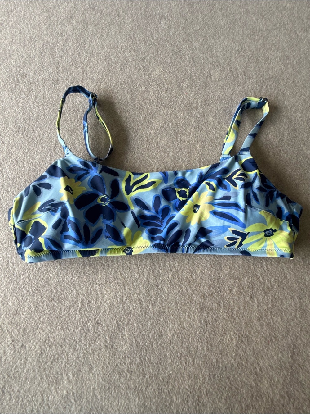 aerie Blue & Yellow Floral Bralette Bikini Top - Picture 2 of 8